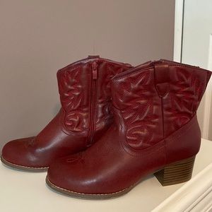 Torrid Red Cowboy Booties, Size 10W
